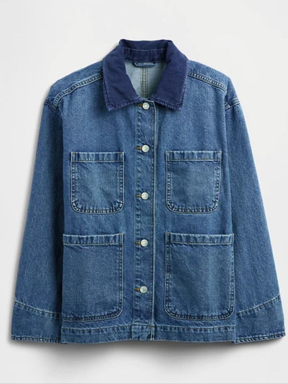 GAP Two-Tone Blue Denim Chore Jacket with Dark Collar